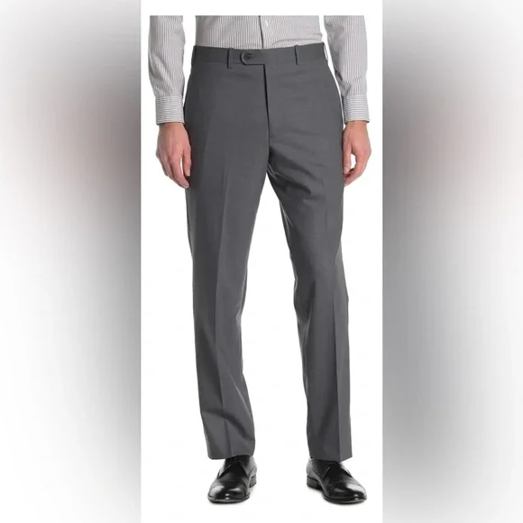 NWT - JB Britches Wool Blend Dress Pants Mens Grey Straight Slacks - Picture 4 of 16
